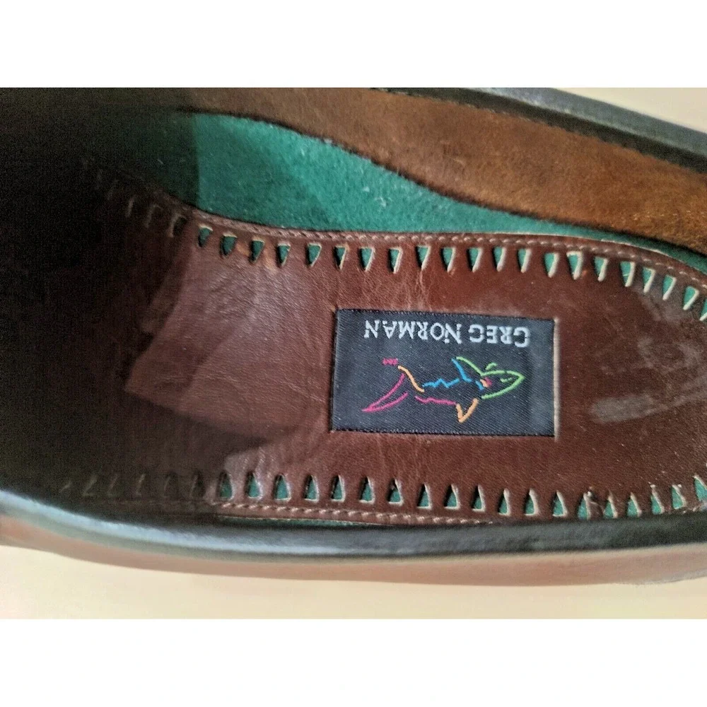 Greg Norman Made in Indonesia Mens Brown Leather Oxford Loafers Shoes Size 9.5 M